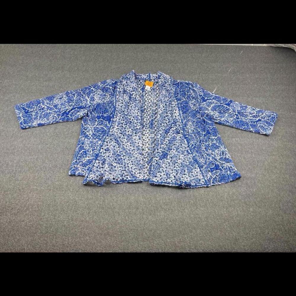 Ruby Rd Womans Blue Open Front Womens Blouse Sz 1X